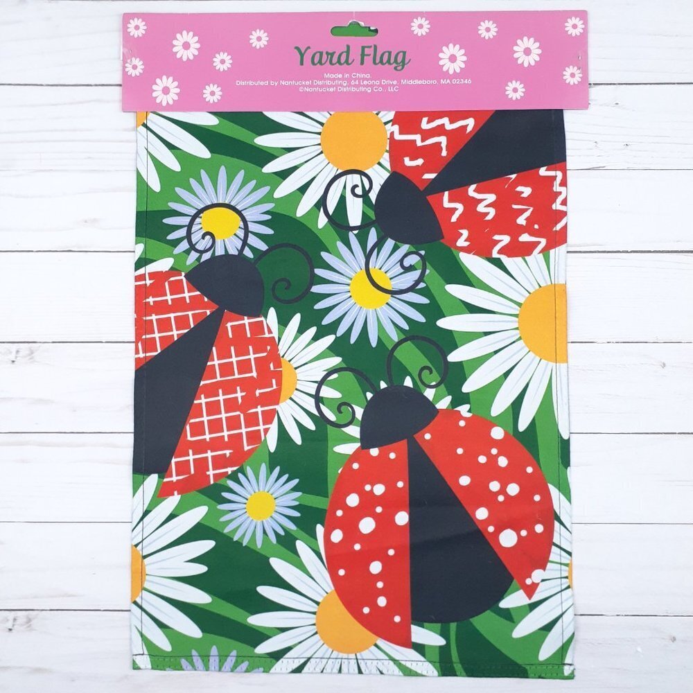 Mini Flag Garden Ladybugs Daisies 12x18 Summer Flowers - Picture 2 of 2